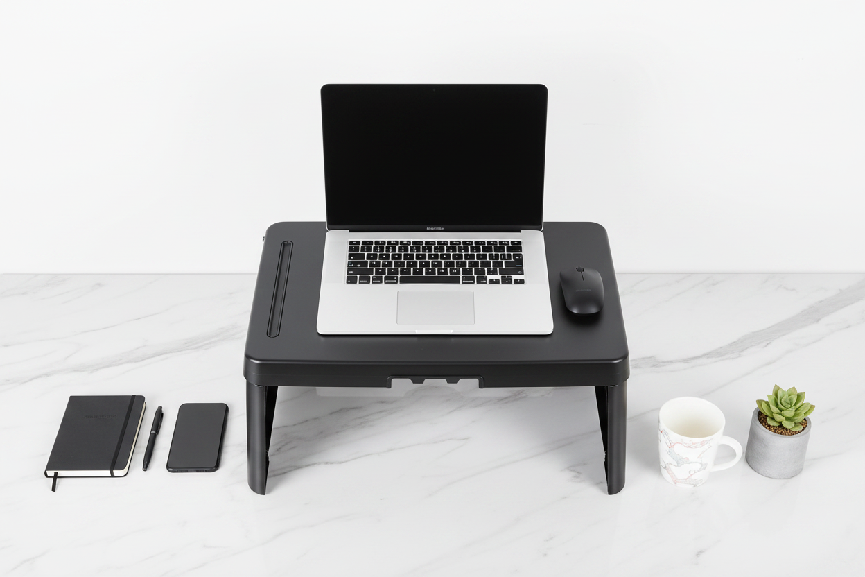 Bureau portable flat lay marbre