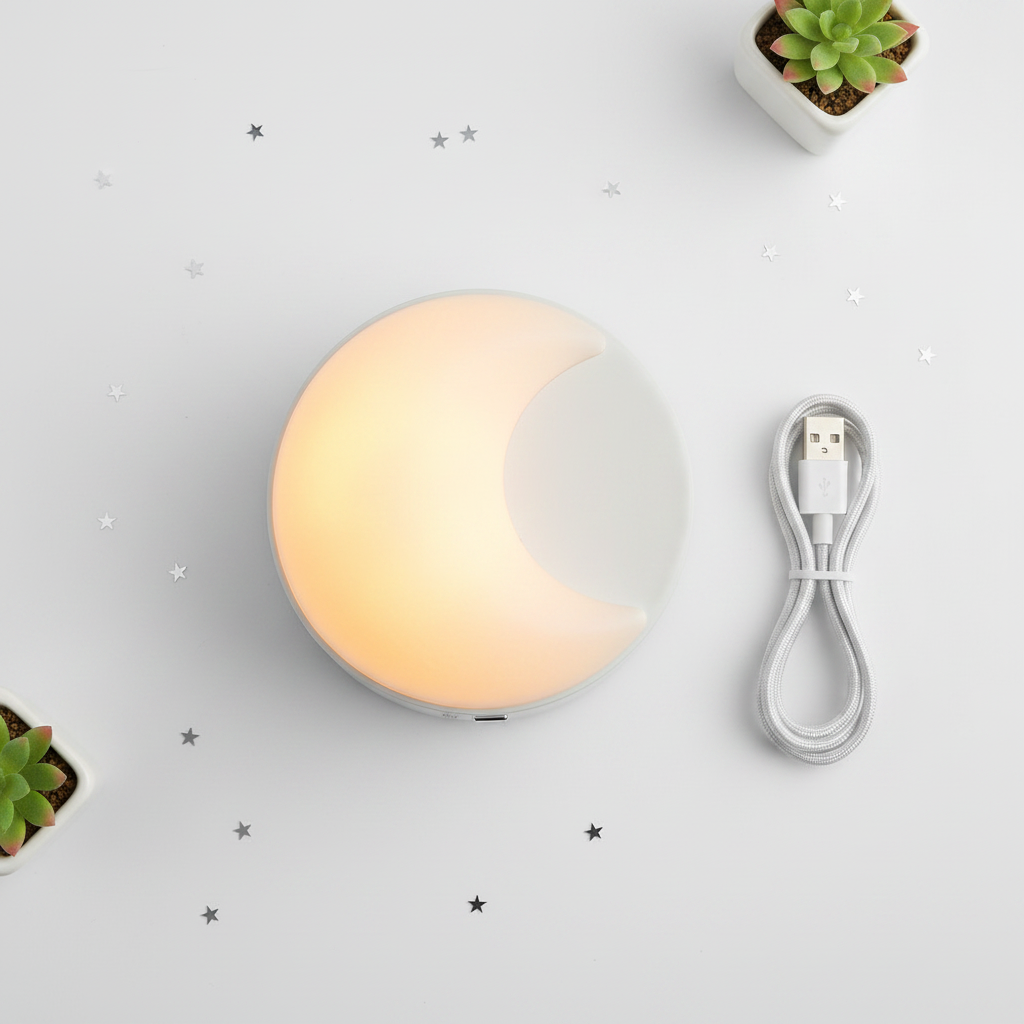 Veilleuse lune flat lay