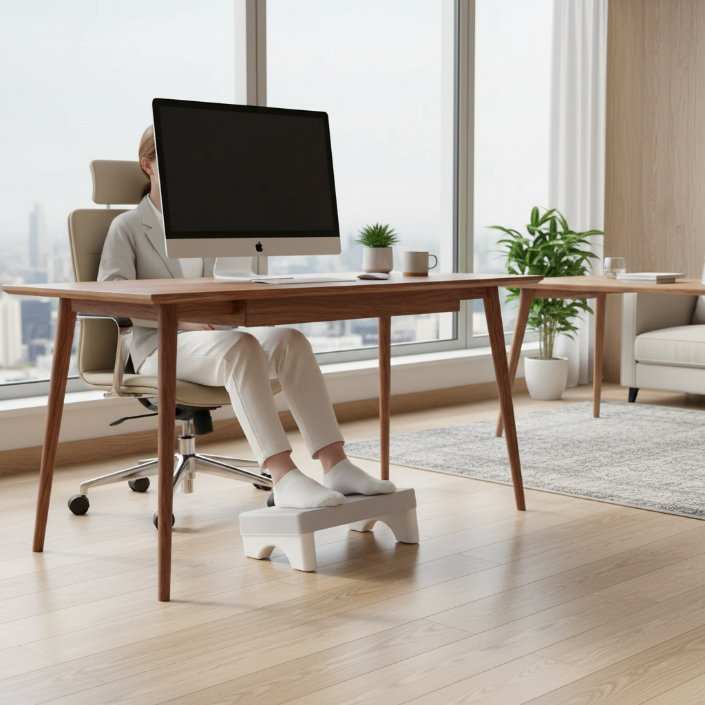 Vue basse angle repose-pied sous bureau