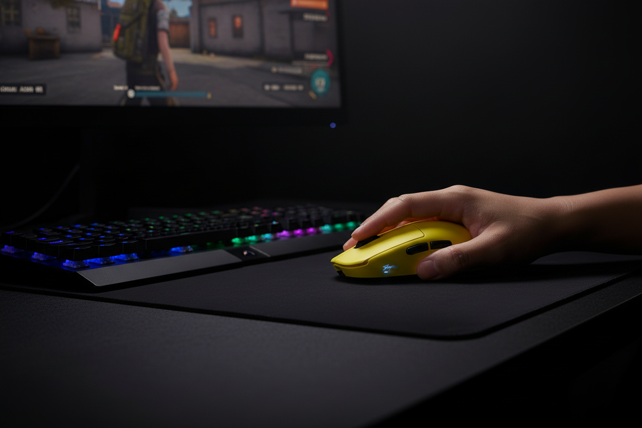 Souris gaming main RGB