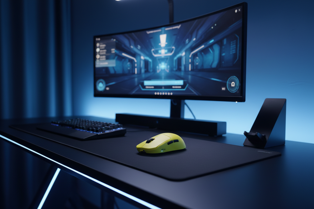Souris gaming setup bleu